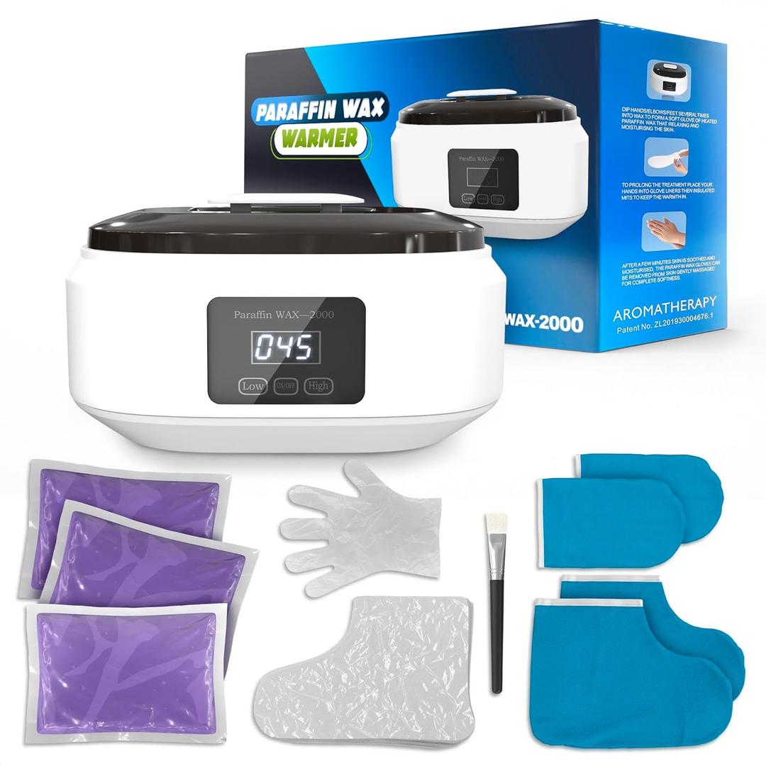 Paraffin Wax Machine for Hand and Feet  Full Set Hand Wax Paraffin Machine 3400ml  Fast Heating, Keep Warm, Adjustable Temperature (Two Modes) for Moisturizing Spa | Soft and Smooth Skin at Home