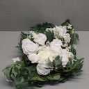 Ling's moment Artificial Wedding Arch Flowers Kit Pack of 4, 2pcs Hanging Silk Flowers Arrangement 2pcs Chiffon Drapes Ceremony Spring Fake Rose Arbor Backdrop White Sage Floral Party Outdoor Decor