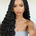 WIGER Braids Wig with Curly Ends Double Full Lace Boho Braided Wigs for Black Women Nature Black Lace Front Braid Wig with Baby Hair Synthetic Pre Plucked Knotless Box Daily Party