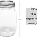 Yodecy 12 Pack 16oz Mason Jars, Regular Mouth jars with Silver Metal Lids, Canning Jars for Overnight Oats, Food Storage, Dry Food, Snacks, Candies and More, 3.74 inches x 4.7 inches