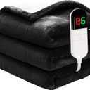 Heated Throw Blanket 50"60" - Premium Cosy Soft Electric Blanket with 6 Heating Levels,Fast Heating Flannel Sherpa Blanket for Bed & Couch - Auto Shut Off/Machine Washable (Black)