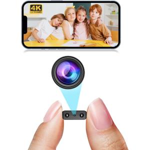 4K HD Mini Camera, HD Night Vision Home Nanny - Smallest WiFi Wireless Camera with Motion Detection, App Control, Cloud Storage and SD Storage for Pet/Infant/Car Surveillance