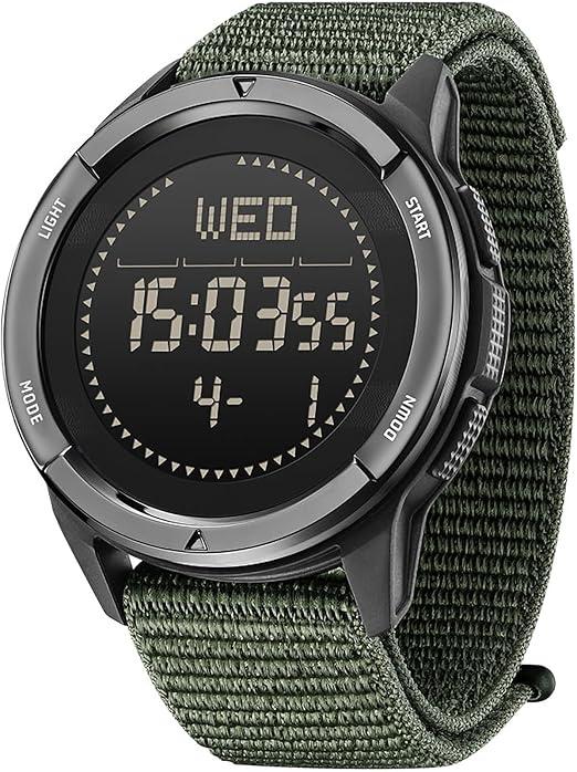 DIDITIME Tactical & Military Watches for Men Waterproof 164FT, Fitness Watch with Compass, Metronome, Pedometer & Lightweight Breathable Nylon Band, Green