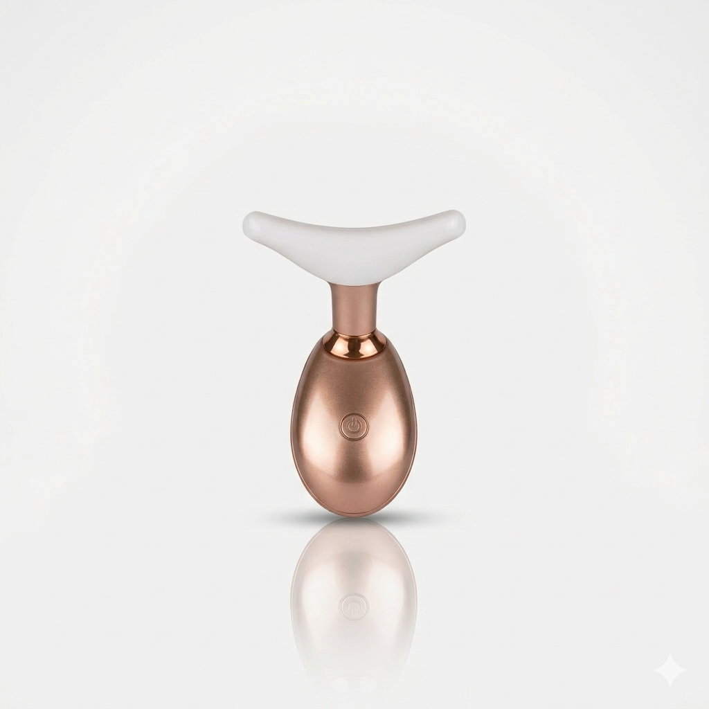 ELISHINE 7 Color Face and Neck Massager Light Therapy, Red Light Based Facial Massager for Skin Care, Firming, Smoothing (Rose Golden)