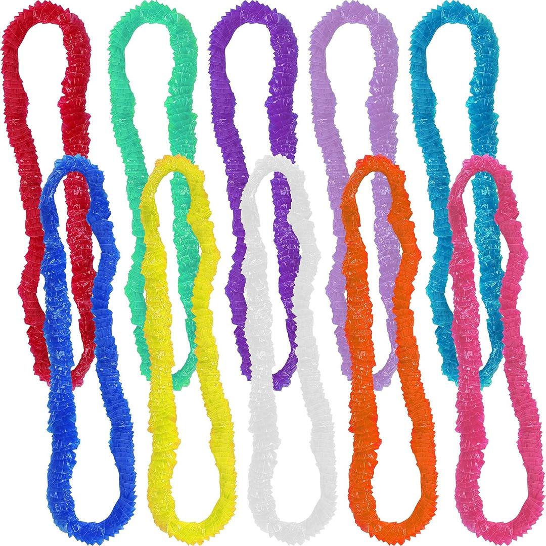 Hawaiian Leis Necklace 50Pcs Tropical Luau Hawaii Flower Lei Theme Party Favors Lais Headbands Holiday Wedding Beach Birthday Decorations I Hawaiian Leis Party Supplies