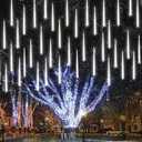 iBaycon 20 Tubes 480 LED Meteor Shower Rain Lights, 11.8 inches Cascading Icicle Lights Waterproof Outdoor, Connectable Falling Raindrop Lights with Timer for Holiday Party Christmas Decorations