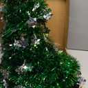 5Ft Pop Up Christmas Tree with Lights, Collapsible Pencil Tree Green, Skinny Christmas Tree Slim Xmas Tree, Artificial Tinsel Tree Foldable for Home Apartment Holiday Party Winter Decor