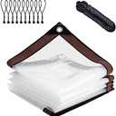 Clear-Waterproof-Tarps-Outdoor-4x6ft, Poly Tarpaulin Tarps Transparent Anti-Tear Thin Cover with Rustproof Grommets for Patio Enclosure Gardening Chicken Coop Canvas Painters Drop Cloth-4x6FT