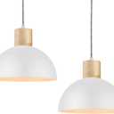 ELYONA 2 Pack Hammered Pendant Lights, 12" Modern Metal Dome Hanging Lamp Solid Wood Pendant Light Fixtures for Kitchen Island, Farmhouse, Dining Room, Sink, Bedroom, Hallway, Nordic White
