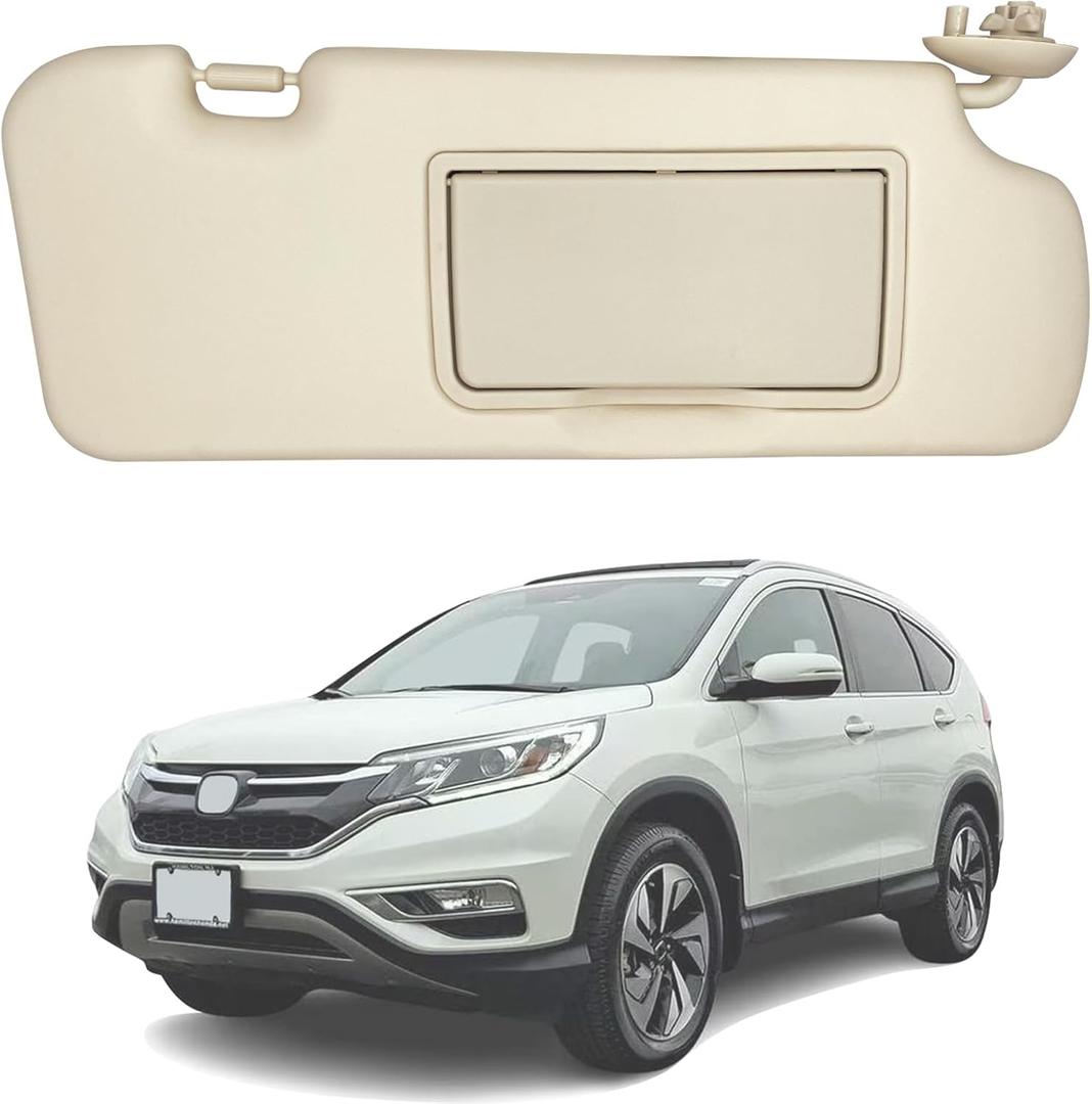 Passenger Side Sun Visor Fit for Honda CR-V CRV 2012 2013 2014 2015 2016 Front Right Side Sun Protection Shade Sunshade Makeup Mirror Sunshield Sun visor Replacement Beige