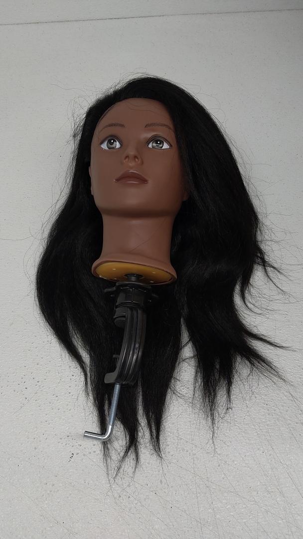 Mannequin Head 100% Real Hair Styling Training Head 24-27inch Manikin Cosmetology Hairdressing Doll Head With Free Clamp Female Balck Hair