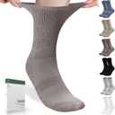 Bulinlulu Diabetic Socks for Men Women-6 Pairs Non Binding Crew Diabetic Neuropathy Socks with Seamless Toe for Size 6-9 9-12 (Large)