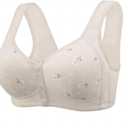 Daisy Bras for Older Women No Underwire Front Closure Comfort Senior Wireless Snap Closing Bra (Khaki)