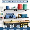 Garage Wall Shelving 24"x16.5" 4-Pack, Wall Mounted Shelves, Black | Heavy Duty, Adjustable Garage Shelving Wall Mounted, Metal Wall Shelves, for Garage & Workshop, Total 400 lbs Load Capacity