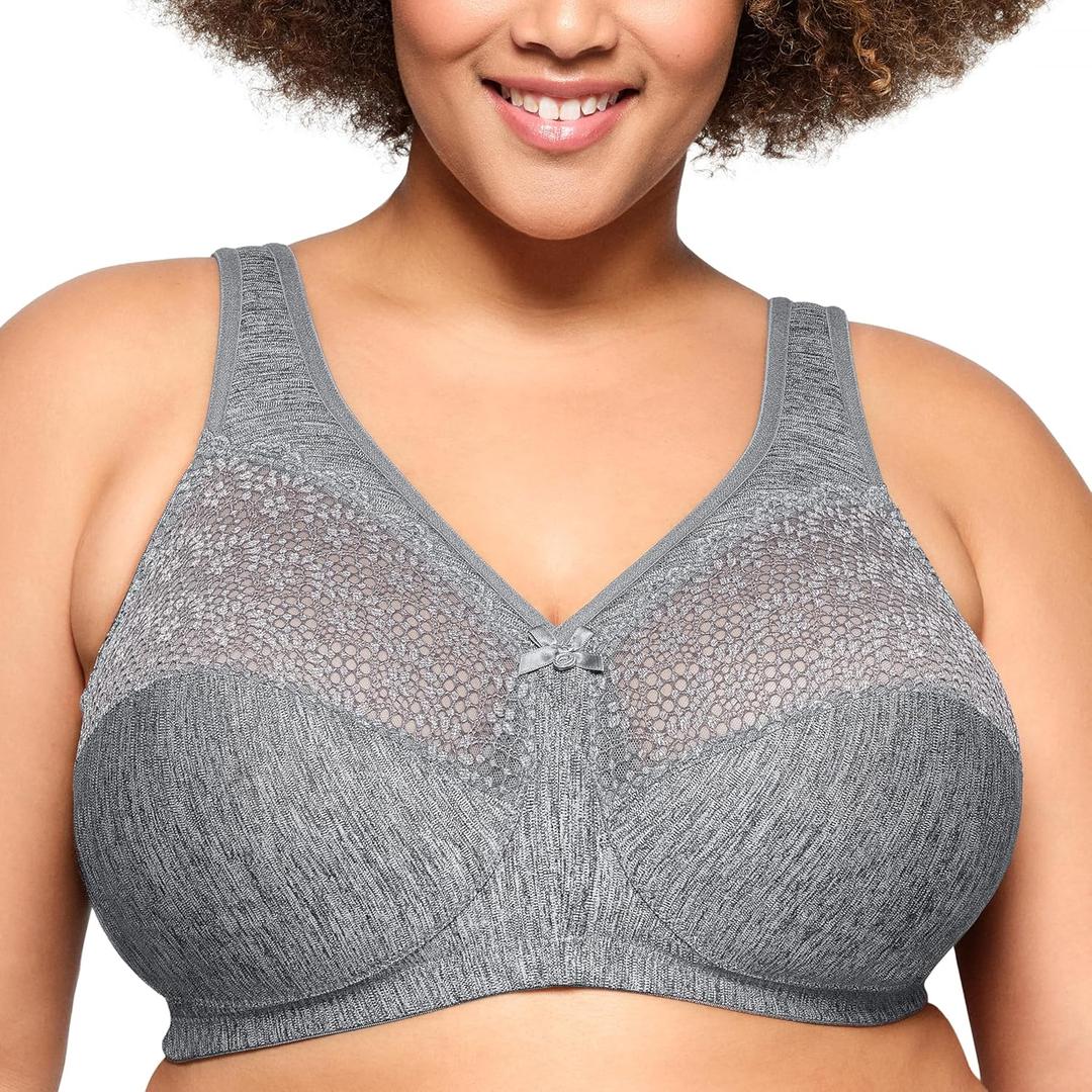Glamorise Women's Plus Size Magic Lift Moisture Control Bra Wire free #1064 (38H, Gray Heather)