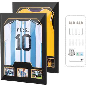 Nice C Jersey Frame Display Case, Jersey Frame with Picture Slots (2 Pack) | Jersey Shadow Box Display Case, 98% UV Protection, Football, Basketball, Sports Jersey Display, Black & Gold