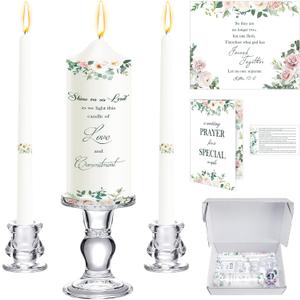 Layhit Unity Wedding Candles Ceremony Set with Glass Candlesticks Holders and Decor for Religious Anniversary Big Events Gifts for Couple