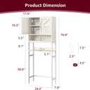 Over The Toilet Storage Cabinet - Bathroom Shelves Above Toilet Freestanding Organizer Shelf with Doors Narrow Floor Stand Rack Farmhouse Wood 71" Tall, Distressed White