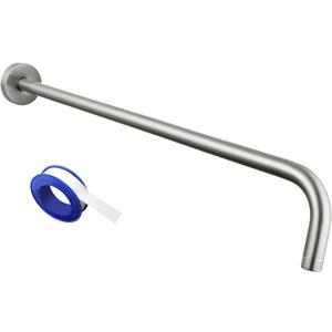 Voolan Shower Arm with Flange and Teflon Tape, Extension Shower Head Arm for Bathroom Fixed Shower Head, Solid Stainless Steel, Wall Mounted (20 Inch,Brushed Nickel)