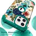 Hocase Heavy Duty Case for iPhone 13 Pro Max, Teal Flowers | Shockproof Protection Soft Silicone Rubber+Hard Plastic Bumpers Hybrid Protective Case for Women & Girls
