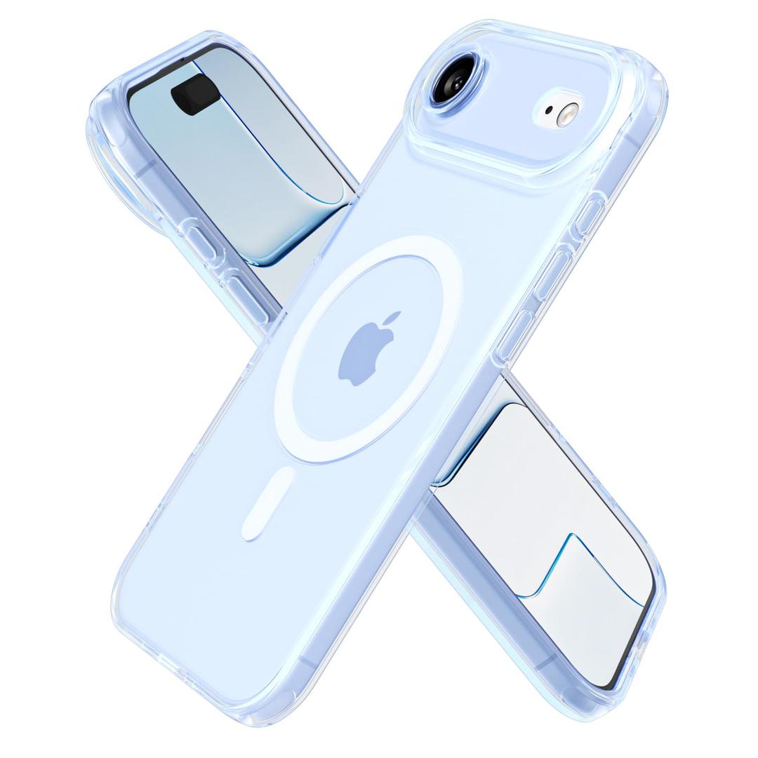 oakxco for iPhone 17 Air Case Clear Magnetic, [Compatible with Magsafe] Ultra Slim Thin Transparent Silicone Mag Safe Phone Case, Non-Yellowing Plastic Soft TPU Shockproof Bumper, Light Blue