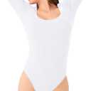 DAVID ARCHY Women's Long Sleeve Modal Soft Bodysuit Going Out Tops for Women (White, M)