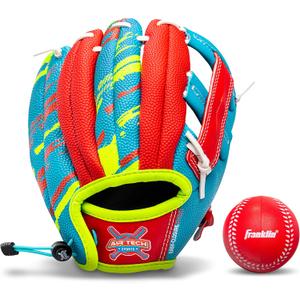 Franklin Sports Air Tech Adapt Series 8.5" Teeball Glove: Right Handed Thrower (9", Royal/Red)
