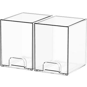 Yieach 2 Pack Clear Stackable Storage Drawers,7.6" H Baby Bottle Organizer,Acrylic Drawer Containers for Cosmetics,Skincare,Beauty Products,Cabinet,Vanity,Kitchen,Under Sink and Bathroom Storage Bins
