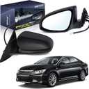 Driver Side Power Door Mirror Compatible with Toyota Camry 2012 2013 2014, Non-Heated Manual Folding W/o Turn Signal Light Black 3 Pin