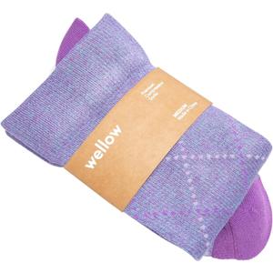 Wellow Premium Socks (Compression Socks - Regular) for Men & Women, Made with Viscose from Bamboo, Knee High, 18-25 mmHg (Medium, Dewberry Argyle)