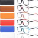 6 Pack Reading Glasses for Men Sports Style Blue Light Blocking Readers with Spring Hinge Women Eyeglasses (Black & Red & Brown & Orange & Blue & Transparent)