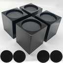 Wood Bed Furniture Risers 4 Inch Heavy Duty Risers, Supports up to 6,000 Lbs, for Sofa Couch Desk Chair Table Base Raising Space, Convenient Store and Cleaning, Pack of 4 Black