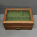 EURIELK Wooden Jewelry Box, Large Size Case, Natural Solid Cherry Wood Vintage Trinket Organizer with 2Layer Storage, Drawer, Ring Compartments, Necklace Hooks, Glass Lid, ek06bcherry