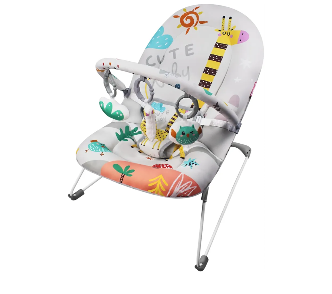 Q-MIULIKE Baby Bouncer Seat Infant Seat Non-Slip Feet 3-Point Harness for Newborn 0-9 Months Up to 20lbs（Little Giraffe）