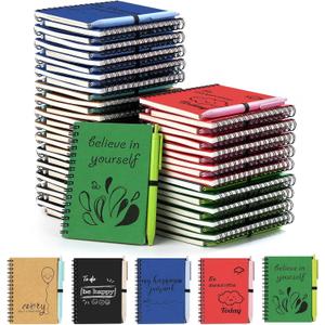 Dynta 50 Sets Small Spiral Notebook and Pen, 4x5.5 Inch Inspirational Journals Bulk, Appreciation Thank You Gifts for Coworkers, Teachers, Students, Family and Friends