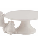 Ceramic Cake Stands Decorative Bunny - Easter Decoration Birthday Cake Display Tray for Wedding Party Graduation Gift Home Decor 6,7 x 3.25 Inch White Cake Plate Newman House Studio