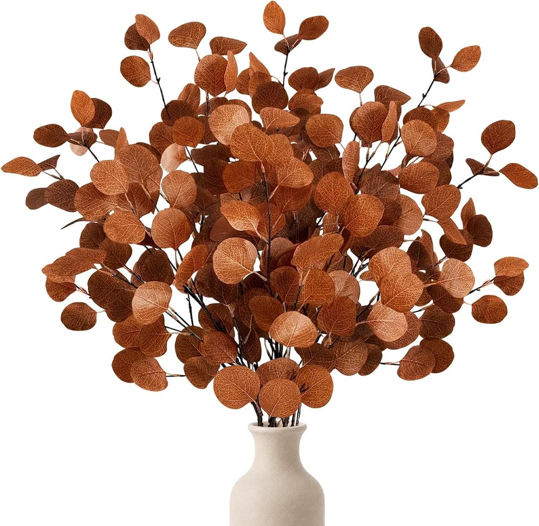 Fall Decor Artificial Eucalyptus Stems 6Pack 35.4" Autumn Leaves Branches