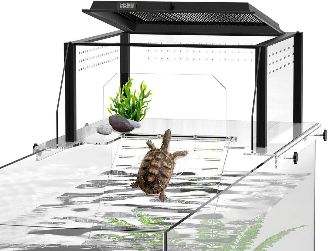 Turtle Basking Platform, Fits 10–13.5" Wide Tanks, Temp Humidity Gauge