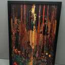 Framed Forest Wall Art Colorful Floral Trees Canvas Wall Decor Golden Autumn Landscape Painting Picture Abstract Nature Landscape Prints Artwork for Living Room Bedroom Home Decoration, 24"L x 16"W