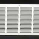 HVAC Premium 30'' x 10'' [Duct Opening] Flat Stamped Steel Return Air Grille - Sidewall and Ceiling - HVAC Vent Duct Cover - White [Outer Dimensions: 31.75''w X 11.75''h]