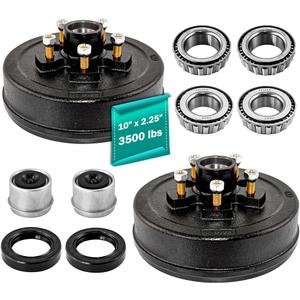 10" x 2-1/4" Trailer Brake Drum Kit 5 on 4.5 with 5 Bolt 1/2"-20 L68149/L44649 Heavy Duty Trailer Hub Drum kits for 3500 lbs,008-247-05, 84546,22001K