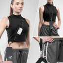 Tiostep Clip and Go Strap for Phone with Wallet Crossbody Phone Lanyard Adjustable and Detachable RFID Wristlet Wallet with ID Window and Zipper, Black