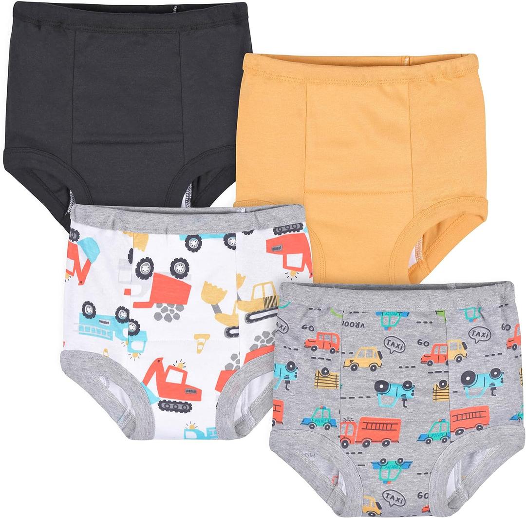 Gerber Baby Boys' Infant Toddler 4 Pack Potty Training Pants Underwear (3T, Vehicles Yellow and Black)