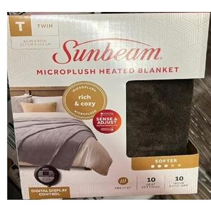Sunbeam Royal Luxe Night Fog Heated Blanket 12-Heat Settings Auto Off Machine Washable Twin 62x84