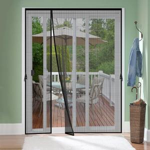 Reversible Left Right Side Opening Fiberglass Magnetic Screen Door, Fit Door Size 60x80in,Heavy Duty Fiberglass Screen Door Mesh for Front, Patio Sliding Door, French Bug Door Screen Magnetic Closure