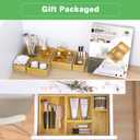 Bamboo Bathroom Drawer Organizer Dividers, Wooden Kitchen Utensil Holder Set of 5, Stackable Junk Drawer Organizer Tray, Multi-Use Storage Bins Boxs for Home, Office, Clothing, Makeup, Jewelry