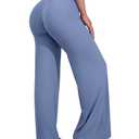 VOYJOY Straight Leggings Bottoms Wide Leg Pants for Women 29"/ 31.5"/33"/35" High Waist Stretch Casual Sweatpants Ocean Blue S