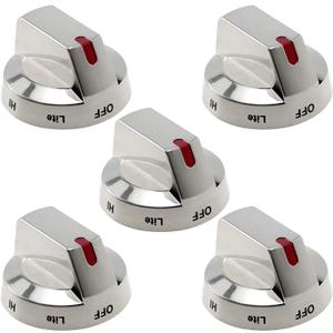 AMI PARTS DG64-00473A Gas Stove Knobs Compatible with Samsung Stove Knobs Replacement NX58F5700WS NX58K7850SS NX58H5600SS NX58J7750SS NX58H5650WS Range Burner Dial Knob(5pcs) (Silver)