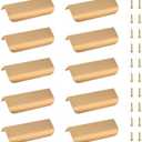 MOROBOR 10 PCS Aluminum Alloy Invisible Handle Wardrobe Handle for Cabinet Hardware Drawer, 120 mm/Brushed Gold