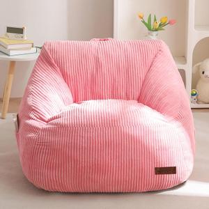 MAXYOYO Kids Bean Bag Chair, Bean Bag Couch with Handle, Comfy Toddler Chair for Boys and Girls, Accent Sofa Chair with Pocket for Gaming Reading Relaxing, Pink